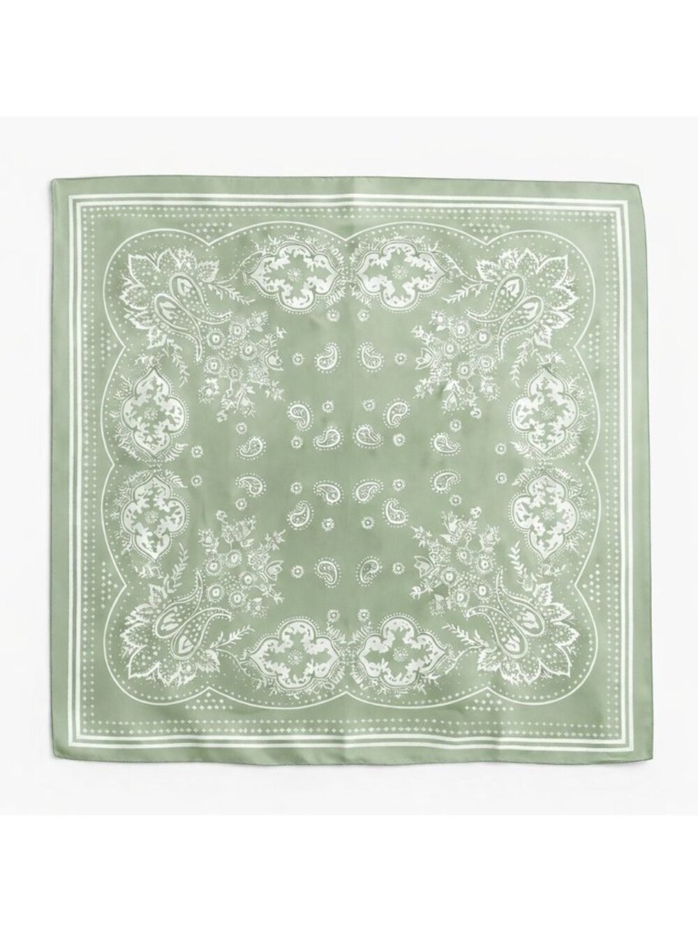 Sage Green Satin Paisley Scarf Bandana 26x26 Western Cowgirl Wild Rag